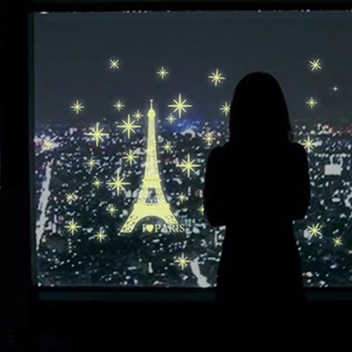 

3D Fluorescent Luminous Stars I Love Paris Tower Wall Sticker Background Decal