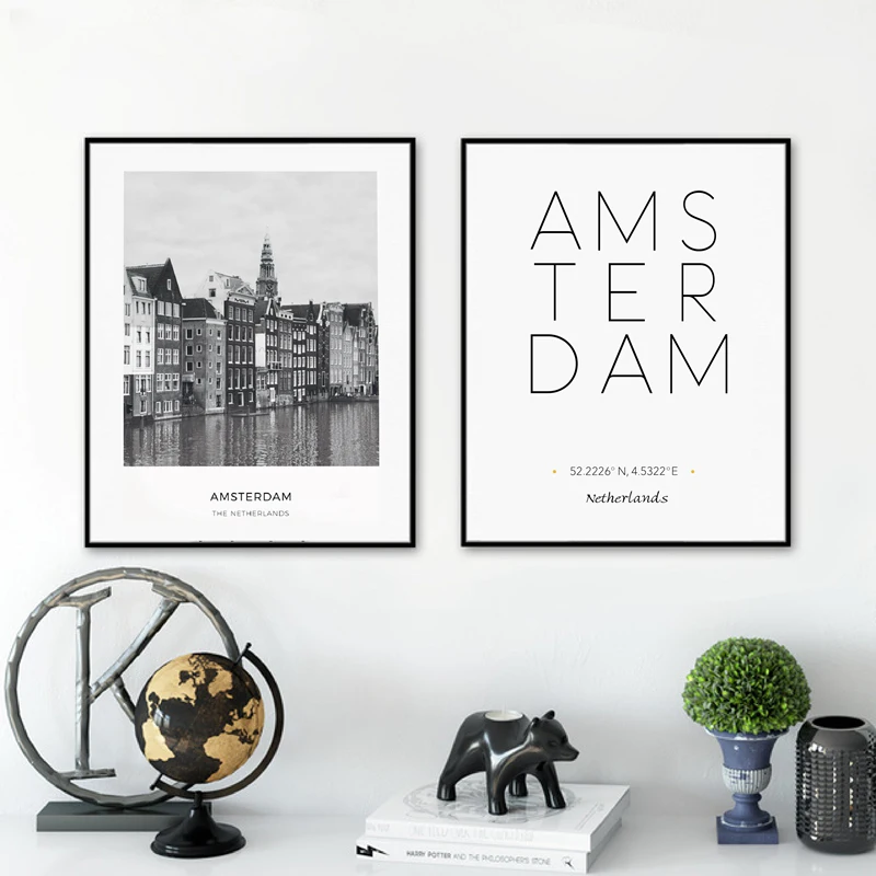 Amsterdam City and Coordinates Print Amsterdam Poster Amsterdam Travel Print Amsterdam Art Print Amsterdam Home Decor Amsterdam WallArt