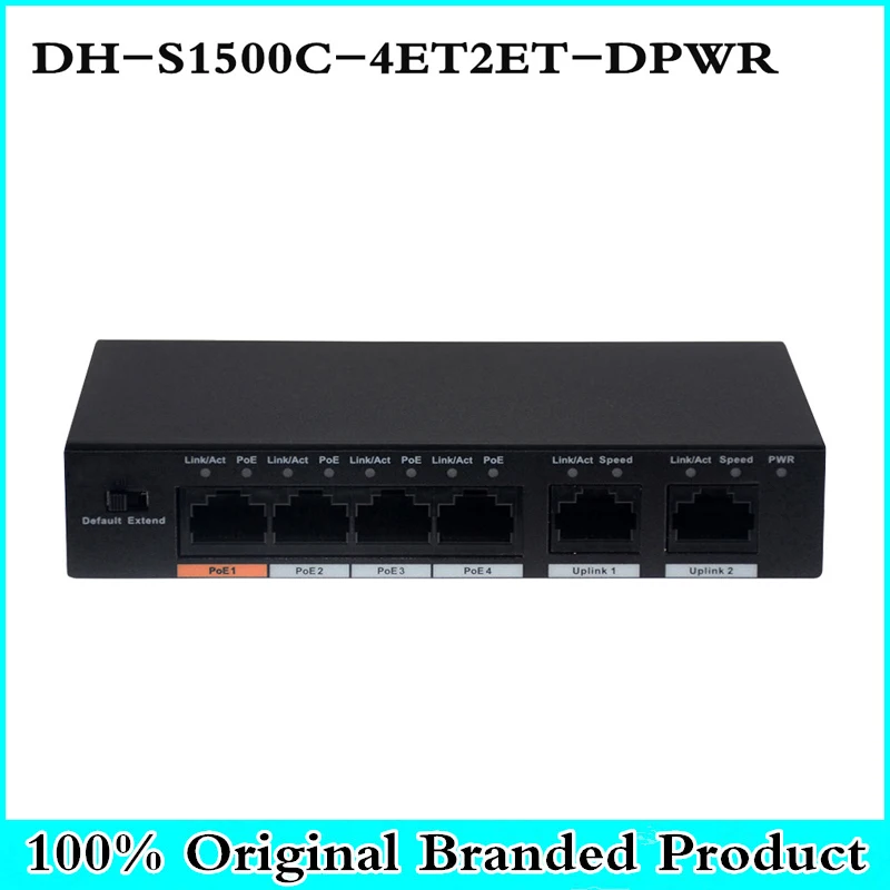 

DH 4ch PoE Switch DH-S1500C-4ET2ET-DPWR 4CH Ethernet Switch With 250m Power Transit Distance Support PoE PoE+&Hi-PoE Protocol