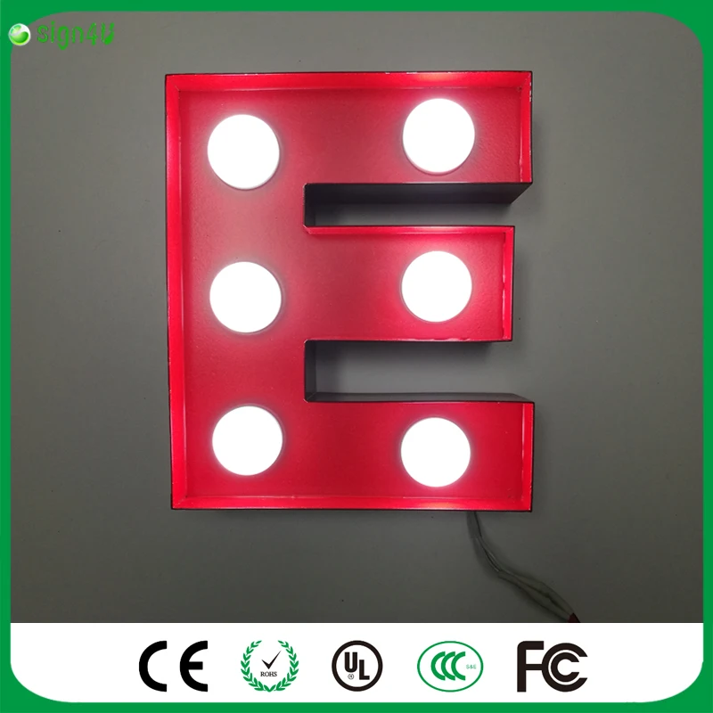 

E" Metal Letters Light LED Alphabet Marquee Sign LIGHT UP Letter Signs Light Indoor Wall Deration