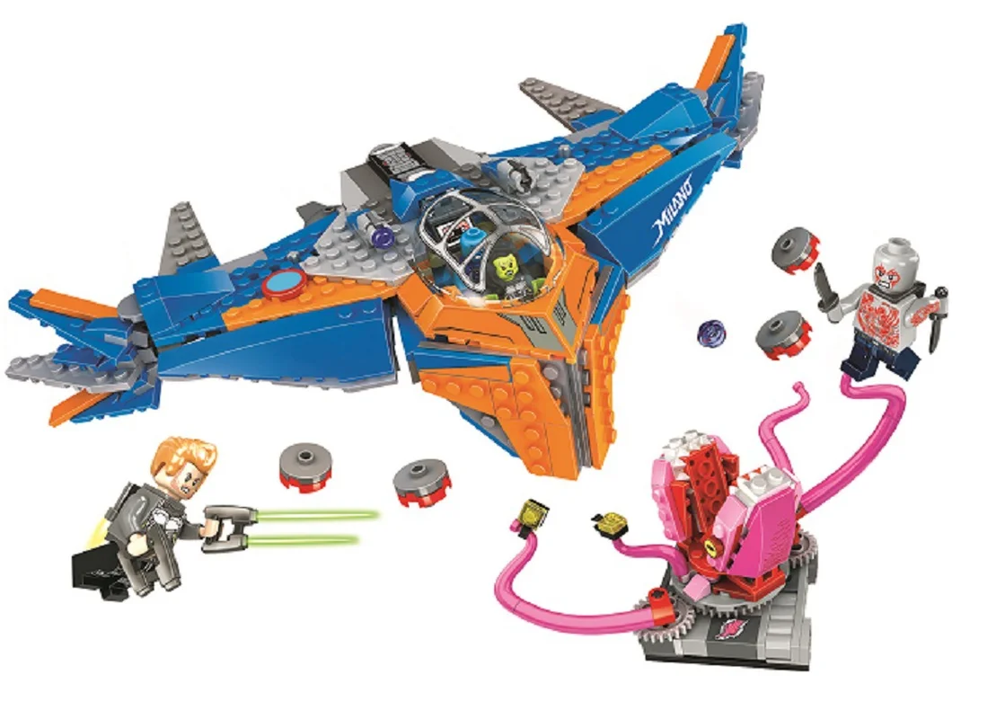 

Bela 10748 Super Heroes The Milano vs. The Abilisk Aircraft Building Block Brick Toys Compatible with Legoings Marvel 76081