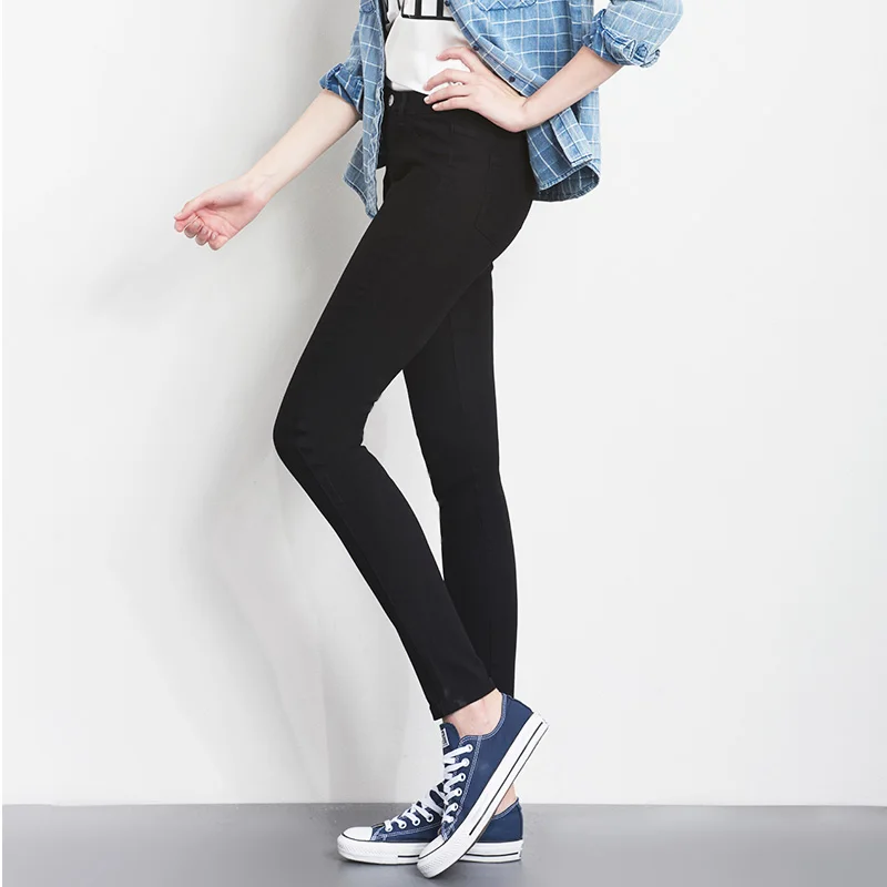 Осенние джинсы для женщин с высокой талией размера плюс тянущиеся Длинные обтягивающие узкие джинсовые брюки 6XL