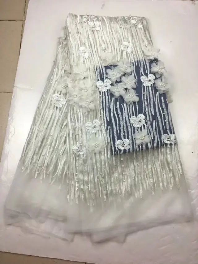 

High Quality Nigerian Lace Fabrics 2018 With Beaded African French Net Lace Fabric Embroidered Tulle Mesh Lace Fabric yd-1-1