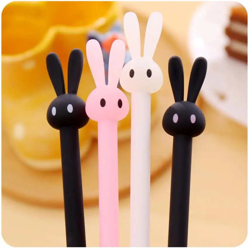 4 pcs/lot krean 0.5mm black gel ink pen Cute Bunny Rabbit Pens