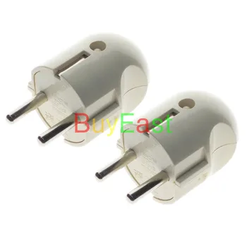 

12 X Israel Schuko Germany France 4.8mm 2 Pin Type F Rewireable Power Plug Ivory color 250V 10/16 Amp