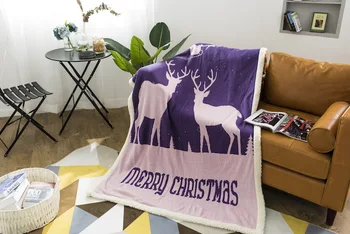 

New Pink Christmas Moose Double Knit Luxurious Warm Thick Sherpa Throw Blanket Coverlet Fuzzy All Season Plaid for Bed or Couch