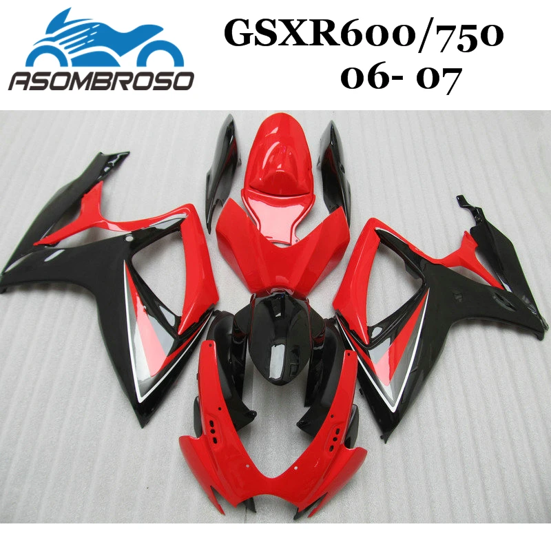 

Complete bodywork for Suzuki K6 2006 2007 GSXR600 GSXR750 100% Injection Fairing GSXR 750 2006 2007 red black Fairings parts