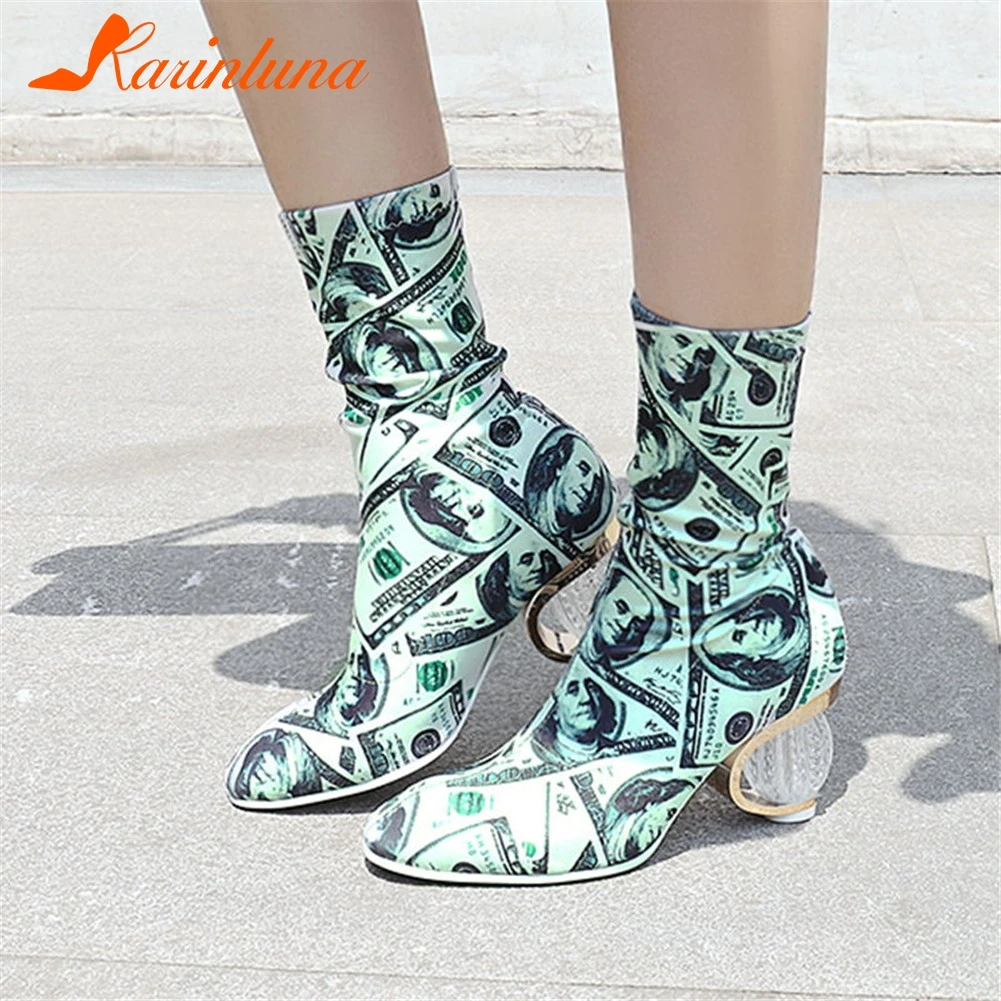 

KARINLUNA INS Hot Fashion Big Size 33-43 Street Style Print Shoes Woman Casual Pary Office Autumn Spring Ladies Ankle Boots