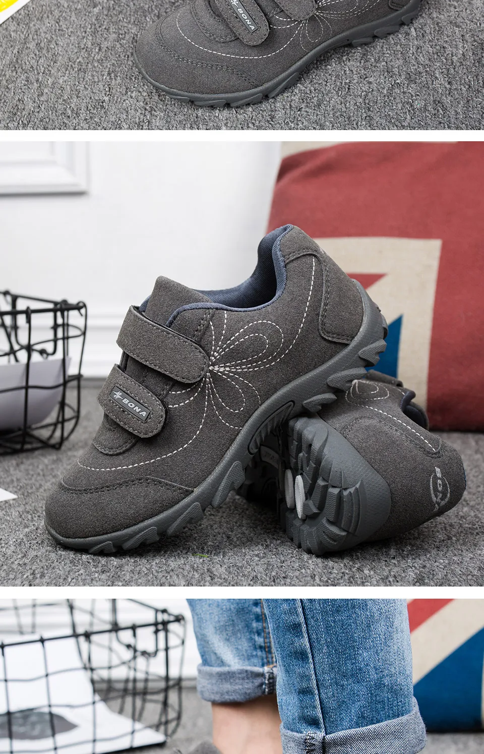 Bona New Arrival Hot Estilo Casual Meninas Calçados Hook & Loop Calçados Infantis Confortáveis Tênis Meninas Luz Suave Frete Grátis 12 Cheap girls sneakers