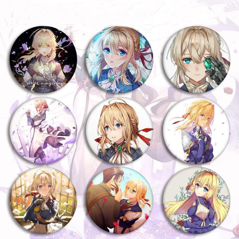 5 Pcs Set Kawaii Anime Violet Evergarden Cosplay Badge Pretty Brooch Pins Bags Badges For Backpack Button Clothes Action Figures Action Figures Aliexpress