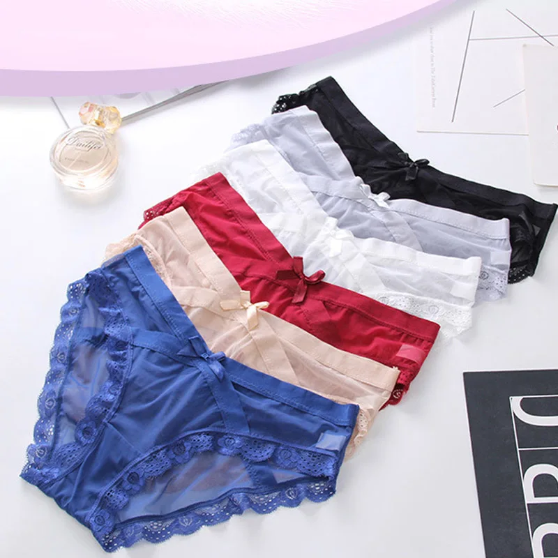 

DEWVKV 2019 New Arrival Women Briefs Solid Sexy Lace Nylon Spandex Panties Ladies Soft Breathable Low-Rise Underwear GJT