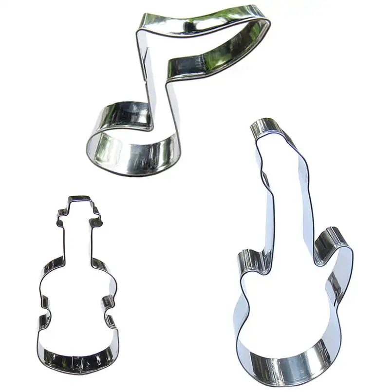 

Eight points tone,Guitar,Electric guitar shape 3 piece cookie cutting molds, baking tools, cake decorating soft candy tools.