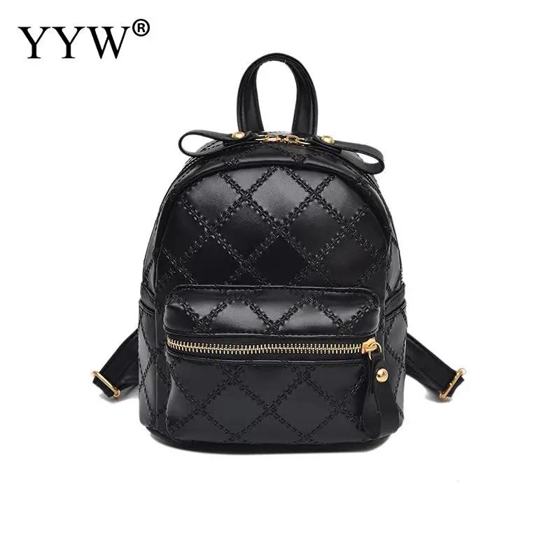 YYW 2018 New Girl Cute Mini Small Backpack Black White Zipper Shoulder Bag Women Pu Leather Rucksack Schoolbag For Teenage Girl