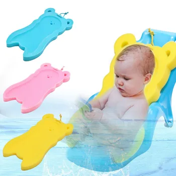 

62.5x21cm Soft Baby Bath Sponge Seat Anti-slip Baby Shower Sponge Cushion Cartoon Bear Foam Mat Body Support Safety Cushion Pads