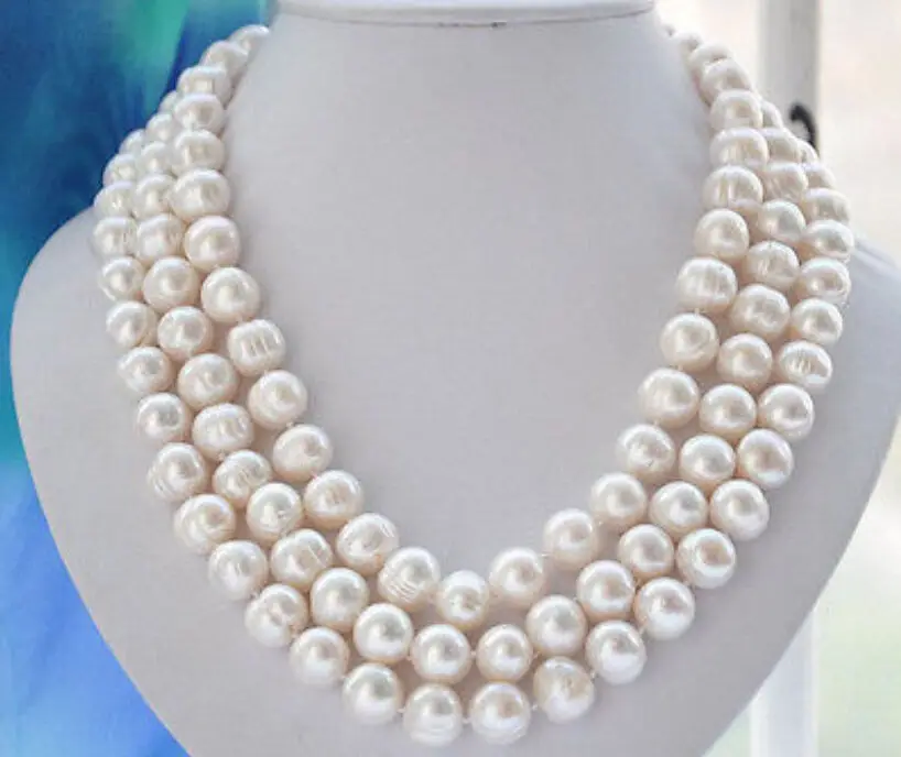 

Free Shipping >>10-11MM WHITE FRESHWATER culture PEARL NECKLACE 50