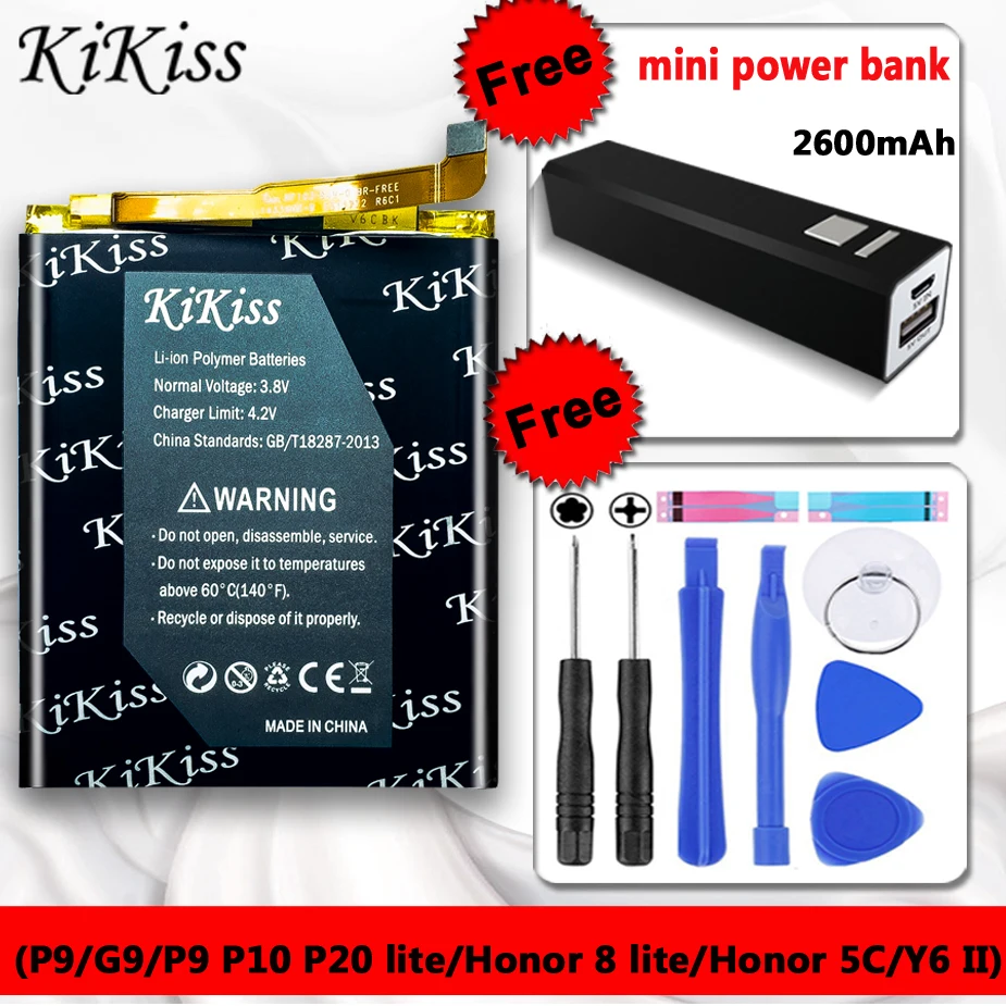 

Free Tool KiKiss Battery HB366481ECW For Huawei Ascend p9/p9 p10 p20 lite/p8 lite 2017/Honor 8/honor8 Lite/honor 5C/G9/Y6 II