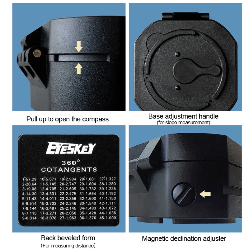 Eyeskey Professional Geological Compass Lightweight Outdoor Survival Military Compass for Measuring Slope Distance - Image 4