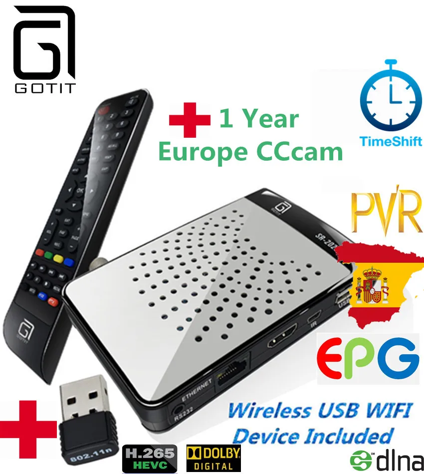 Мини DVB S2 SR2025HD Sunplus1507 чипсет H.265 спутниковый рецептор ванильный французский