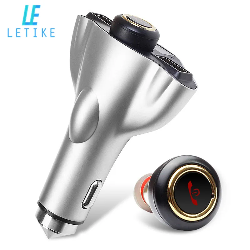 

Letike WP-303 Bluetooth Earphone & Car Charger 2 in 1 Dual USB Port Wireless Car Headset Earbuds Hands free Calling with Mic