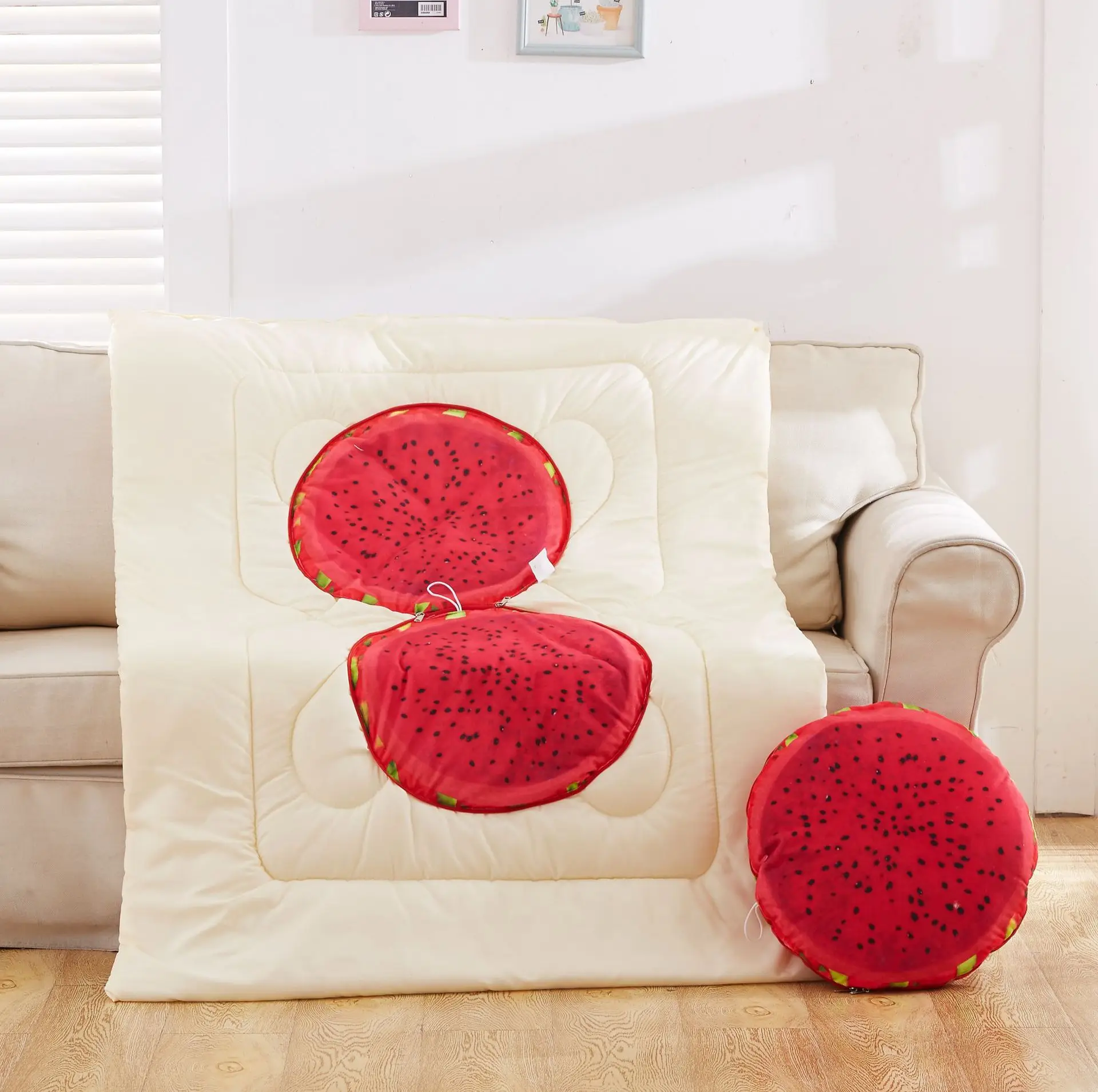 3D фрукты подушка одеяло мягкая имитация плюша оранжевый офис обеденный пробок кондиционер креативный прекрасный обратно Подушка игрушка - Цвет: Dragon fruit