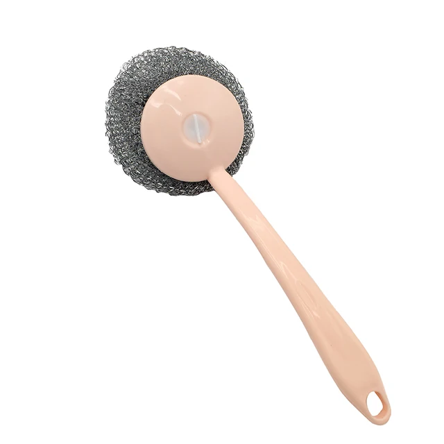 1Pcs Cleaning Brush Multiple Colour Steel Wool&Stell Ball Handle