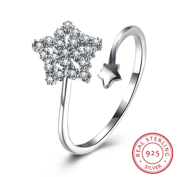 

Cute Female Promise Ring Pure S925 Sterling Silver Small Star Wedding Bands Pave Crystal Finger Ring For Women Anniversary Gifts