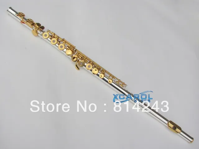 Best price at $152 Cheap Student Children's Symphonic Elbow Plus E Key To Split The 16 Hole Flute Silver Body Golden Key Flute Musical Instrument