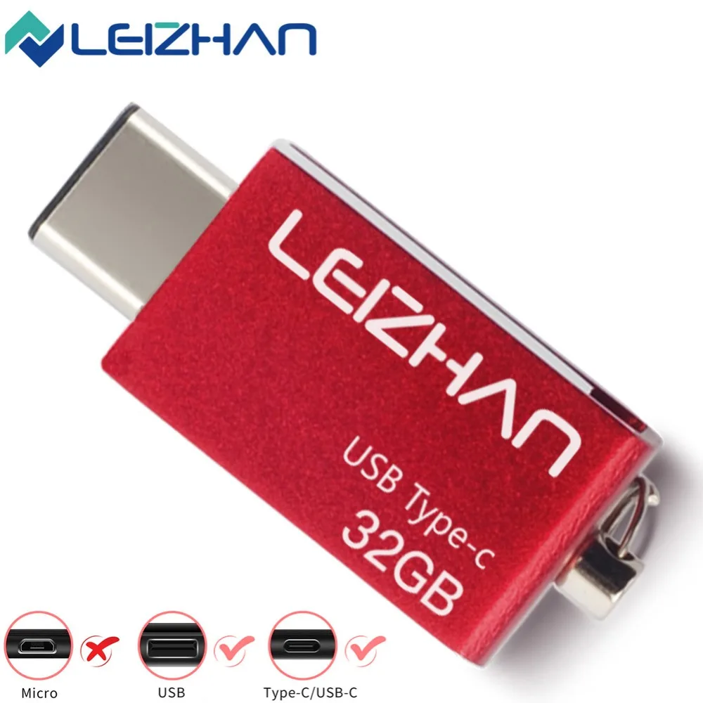 LEIZHAN USB Flash Drive Тип-C накопитель 64 GB 32 16 Металл Рамочка для фотографии Samsung Galaxy S8 S9 S10