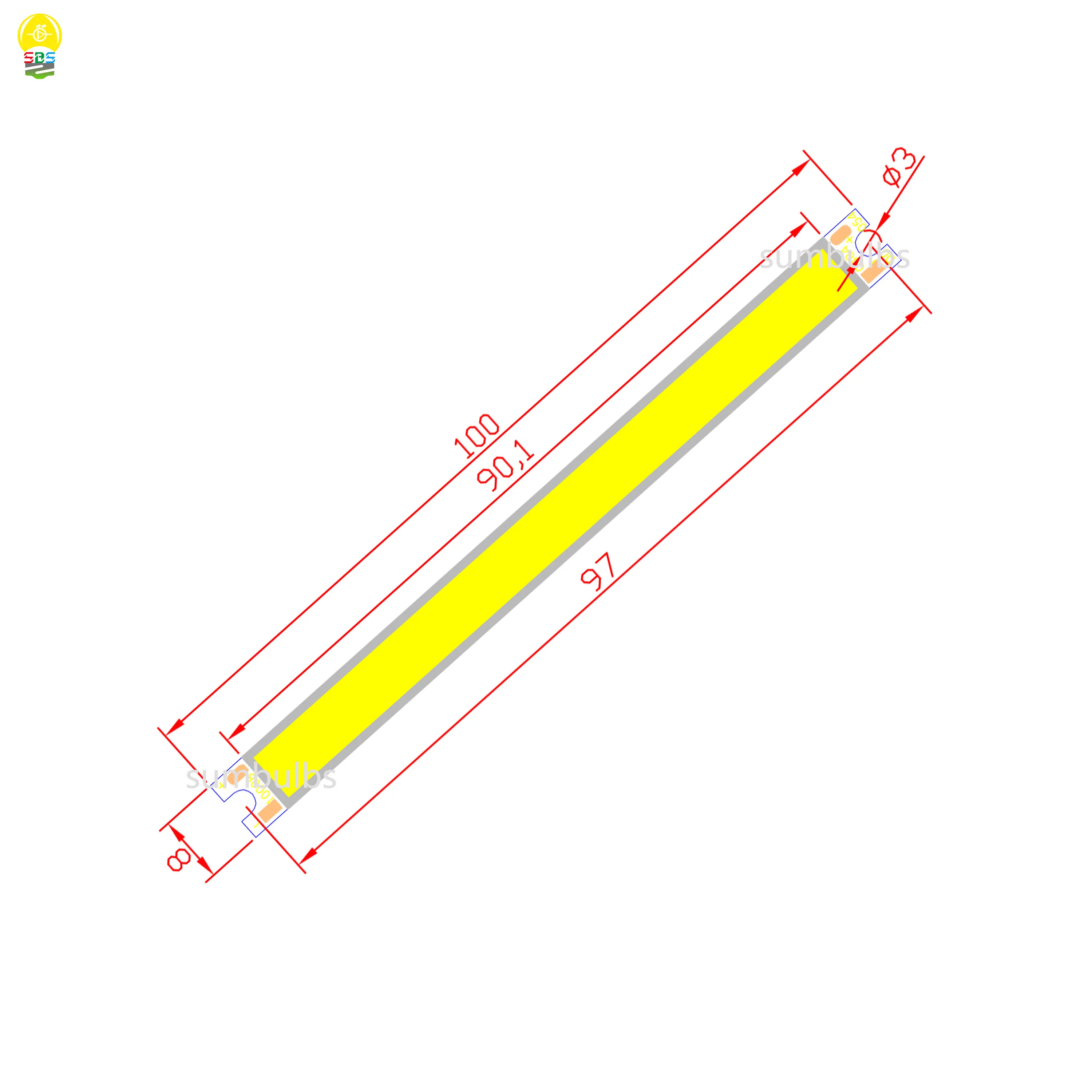 포장 DC 12V 100x8mm 5w COB LED 바 스트립 광원 라이너, LED COB 차가운 자연 따뜻한 흰색, DIY 램프용, 1 개 5 개 10 개