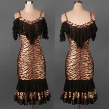 Высокое качество Новые Сексуальные женщины/девушки латинский танец платье Сальса Танго ча Бальные танцы платье es леопард черная юбка