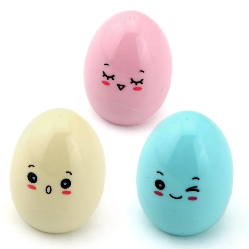 

Pack of 3 Kawaii Cartoon Plastic Single Hole Egg Shape Pencil Sharpener 3 color Random Color