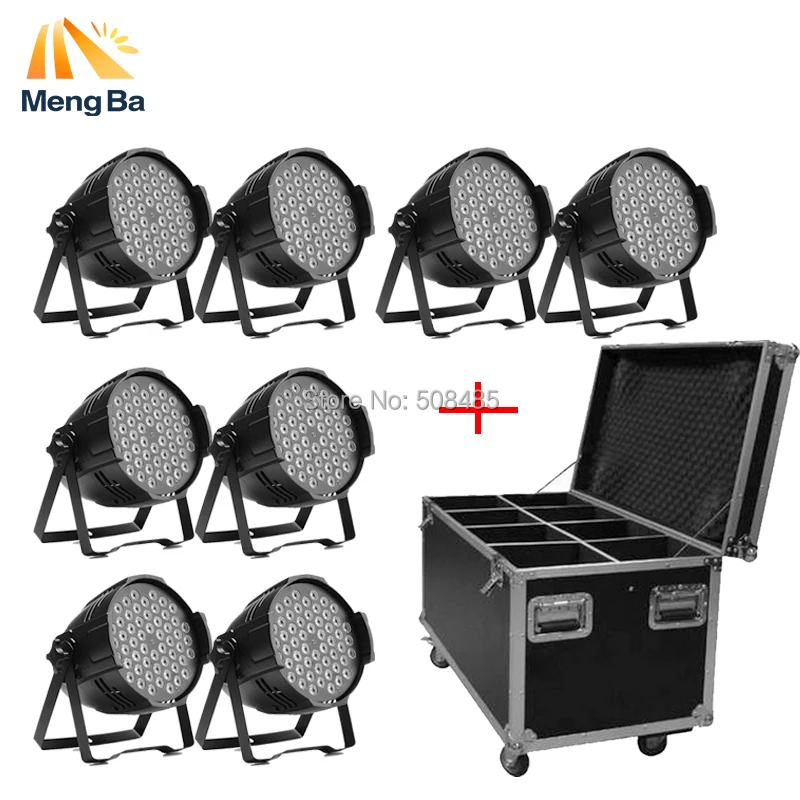 

flight case with 8pcs/lot 54X3W led par DJ Par LED RGBW Wash Disco Light DMX Controller for home dj party bar wedding lighting