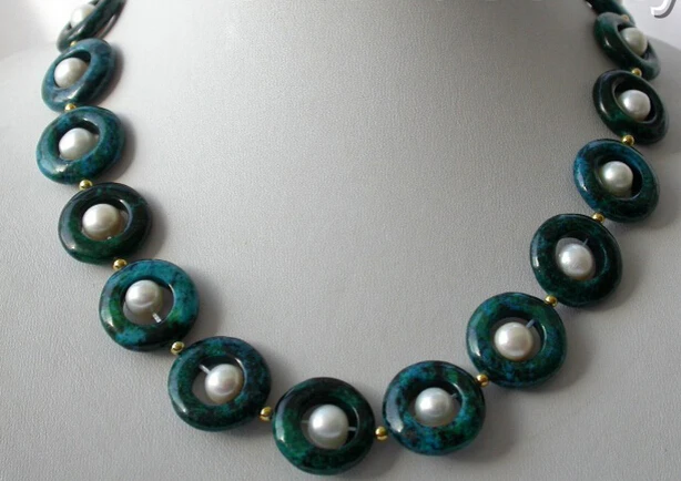 

Miss charm Jew1223 stunning big 20mm green turquoise white freshwater pearl necklace AAA