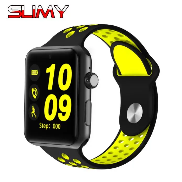 Умные часы Slimy DM09 PLUS с Bluetooth для apple Watch MTK2502C, умные часы с поддержкой sim-карты, фитнес-трекер, монитор сна - Цвет: Black Yellow