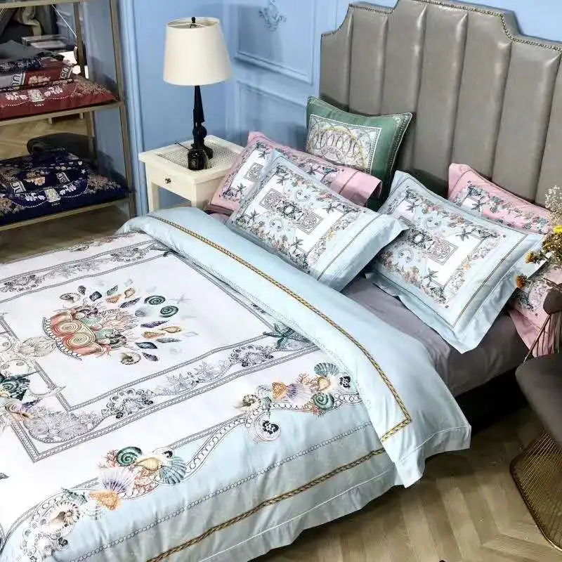 Хит, Европейский дизайн, набор постельного белья из 4 предметов, синий, розовый, пододеяльник, простыня, домашний текстиль, размер King queen