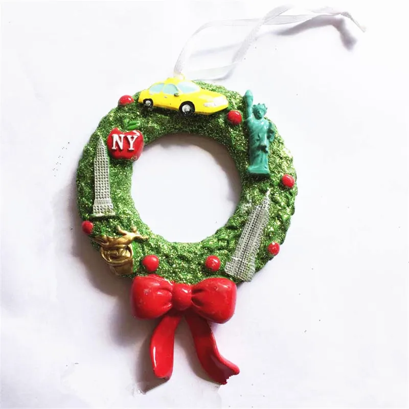 

Large New York, the United States Tourist Souvenir Christmas Grass Ring Fridge Magnet Home Decorations GIFTS