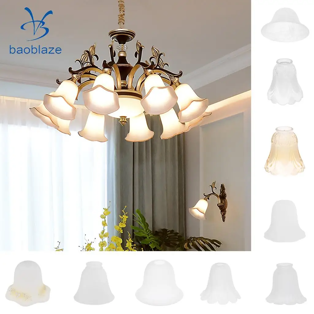 Clear & Frosted Glass Light Shade Ceiling Fan Chandelier Replacement Shades 