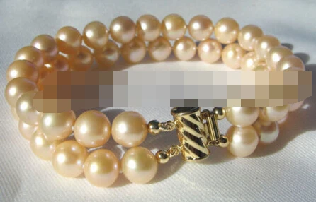 

00953 2row pink perfect round freshwater pearl bracelet