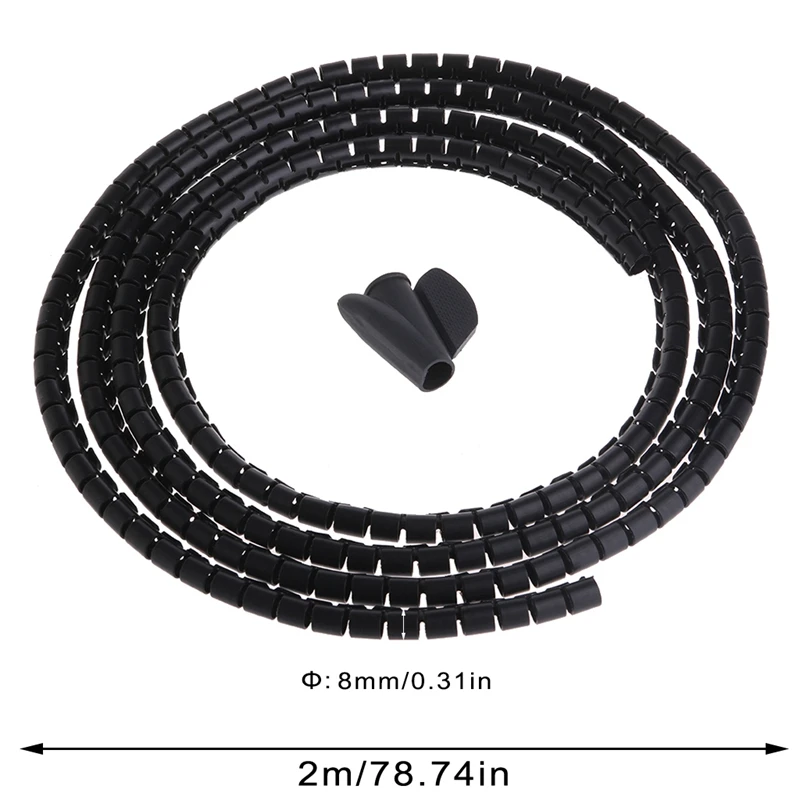 TCAM PE спиральная обертка на провод компьютера шнур протектор кабель зажим для намотки Органайзер D8-25mm