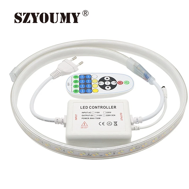 #cheap SZYOUMY 5730 120leds m 220V LED Strip CCT Cool White amp;Warm White Dual White Dimmable Flexible Tape Light+Dimmable Controller