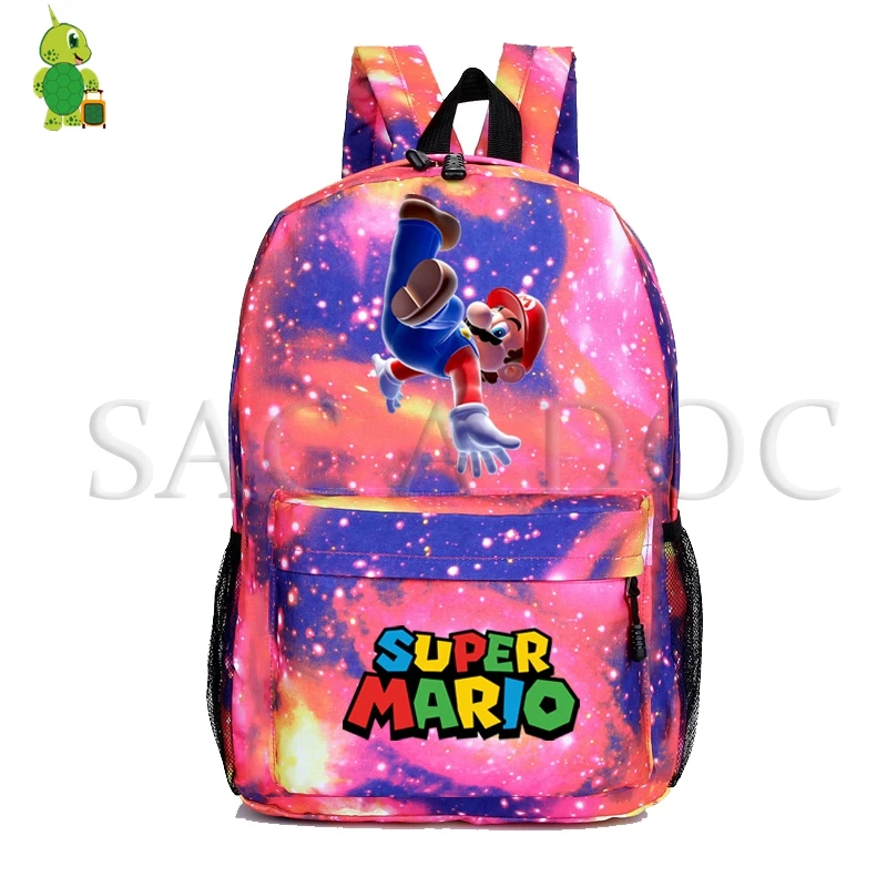 سوبر ماريو يوشي مدرسة حقيبة الظهر المراهقين الفتيات الفتيان غالاكسي الفضاء اليومية Mochila كمبيوتر محمول على ظهره عارضة حقائب السفر