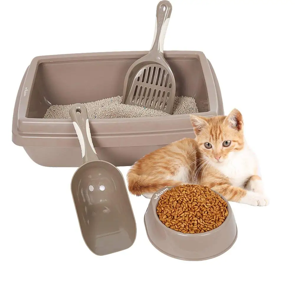 4PCS Cat Bedpans Set Plastic Cat Kitten Dog Pet Supplies Set with
