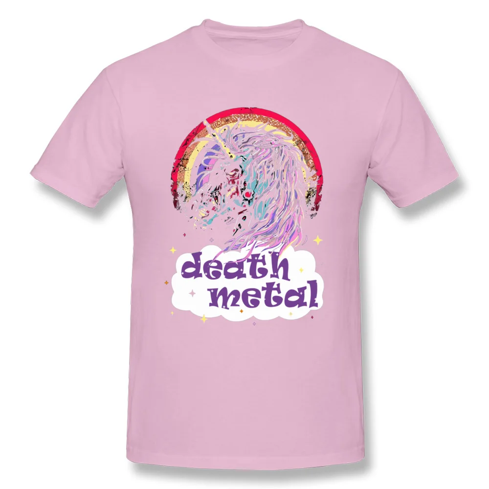 Pure Cotton Men's Short Sleeve Zombie Unicorn Death Metal 1460 Tshirts Summer Tops T Shirt 2018 Popular Casual Crewneck T Shirt Zombie Unicorn Death Metal 1460 pink