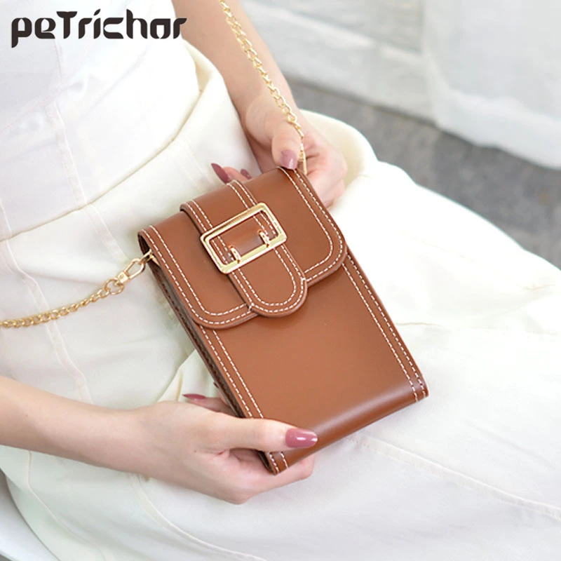 Vintage Style Cell Phone Pocket Mini Crossbody Shoulder Bags For Women Leather Purse Ladies ...