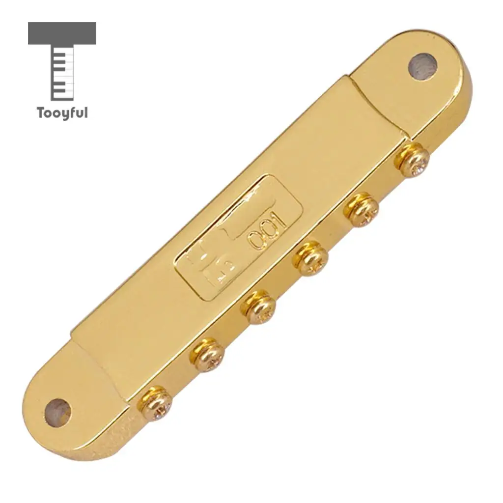 Tooyful Durable 1 Set Roller Saddle Locking Bridge with Studs for LP Electric Guitar Tune-o-matic Bridge