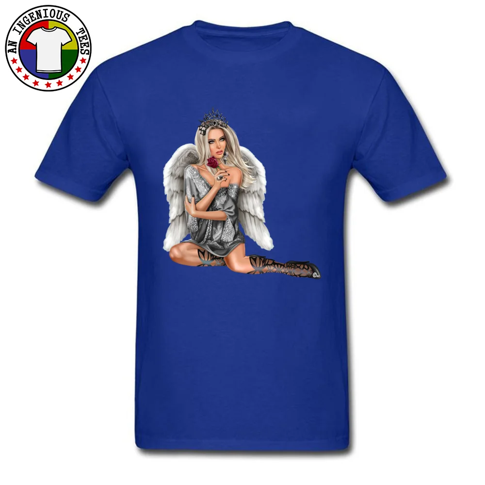 Sex Angel 100% Cotton T Shirts for Men Short Sleeve Europe Tees Designer Summer/Autumn Crew Neck Top T-shirts Casual Sex Angel blue