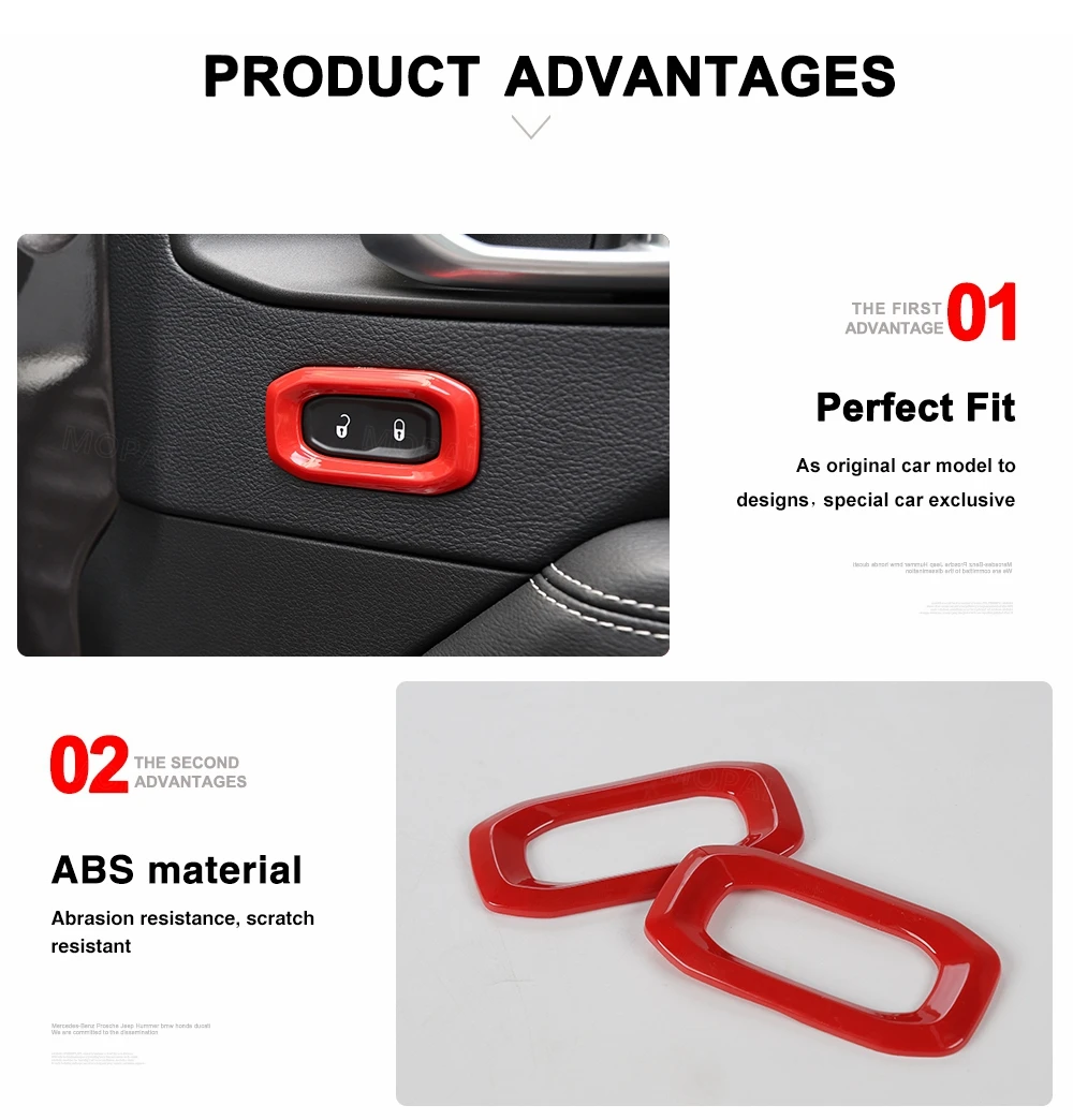 Interruptor de Bloqueio da Porta do Carro Adesivos para Jeep 2020 + para Jeep Mopai Botão Capa Decoração Wrangler jl Gladiador jt 2020 10 High Quality Automóveis e motos