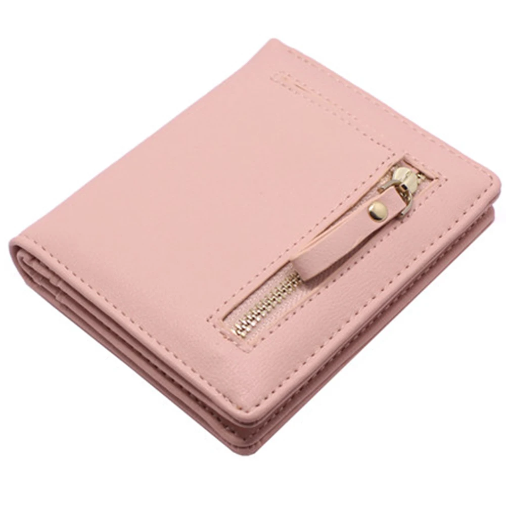 

Solid Color Faux Leather Women Girl Coin Purse Card Holder Short Wallet