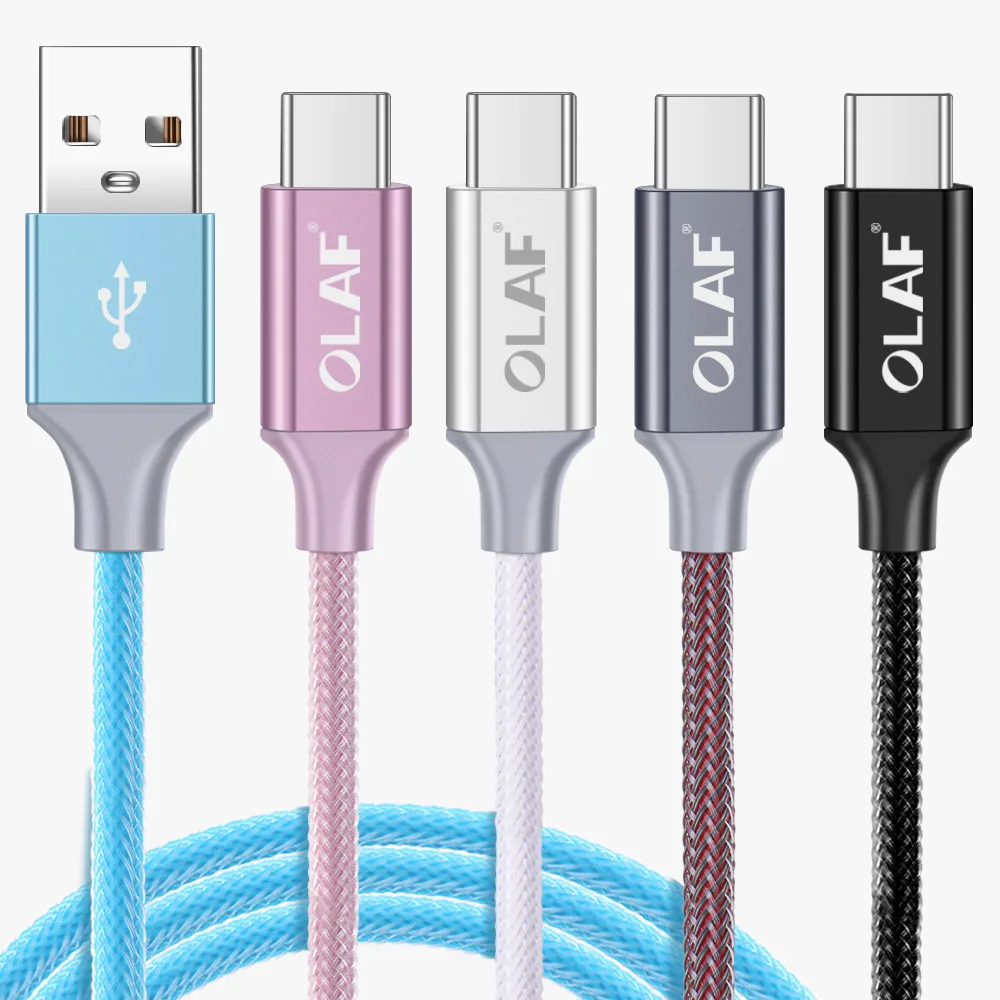 Кабель OLAF 2.4A usb type C 1 м 2 м 3 м для huawei P20 Lite samsung S9 Xiao mi Red mi Note 7 mi 9 Oneplus 6t кабель USB C для быстрой зарядки