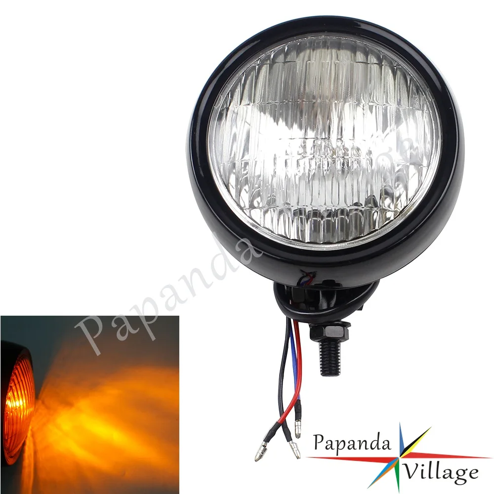 

Universal Retro Motorcycle Headlight Round Front Headlamp High Low Beam for Halley Suzuki Kawasaki Cruiser Bobber Chopper